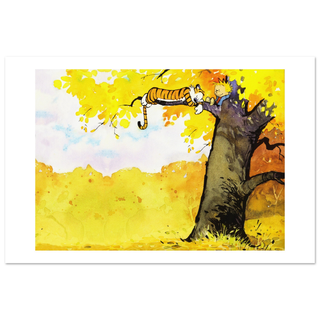 Calvin and Hobbes Resting on a Tree poster by Art-O-Rama Shop