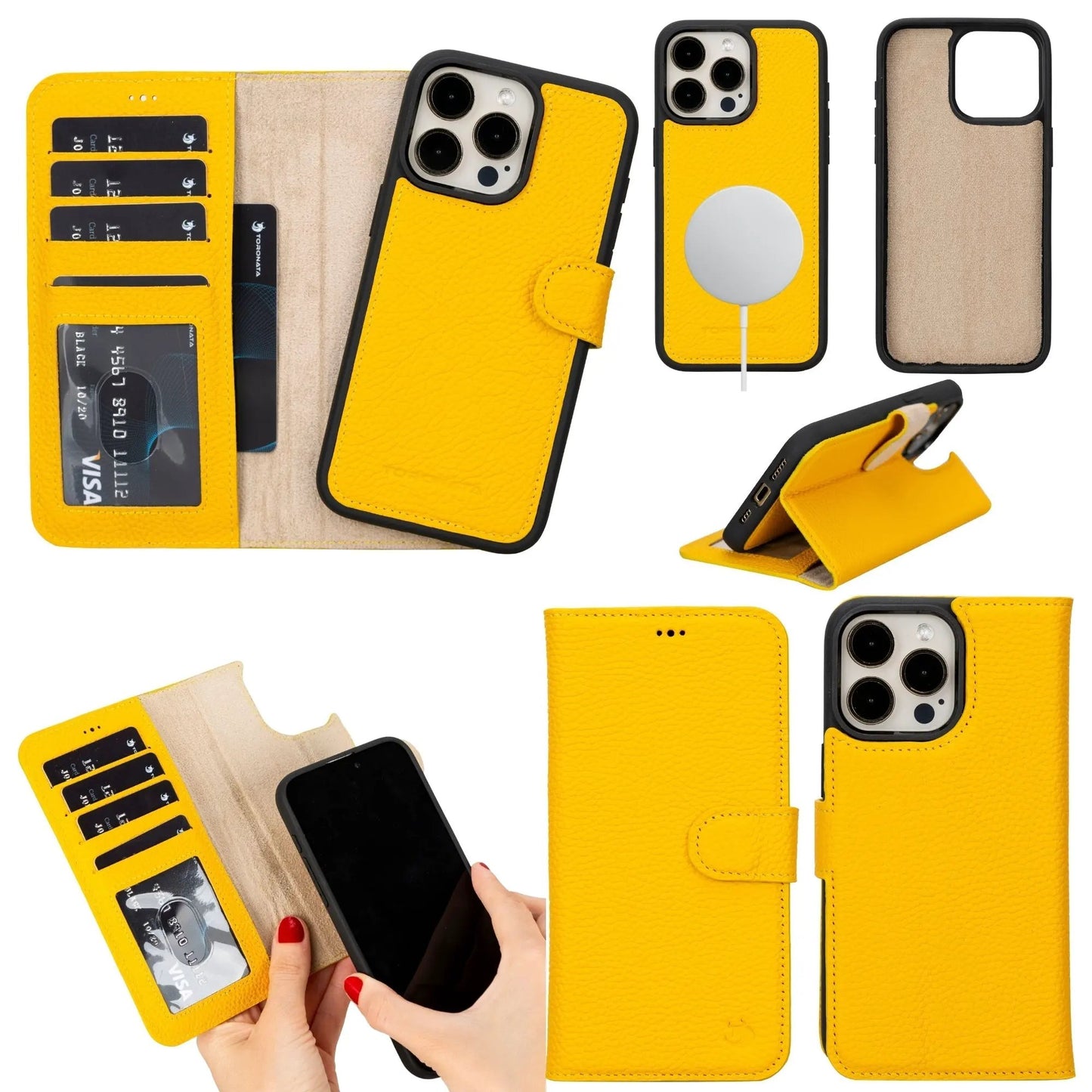 Casper Leather iPhone 15 Pro Wallet Case | Detachable MagSafe Compatible RFID Protection by TORONATA