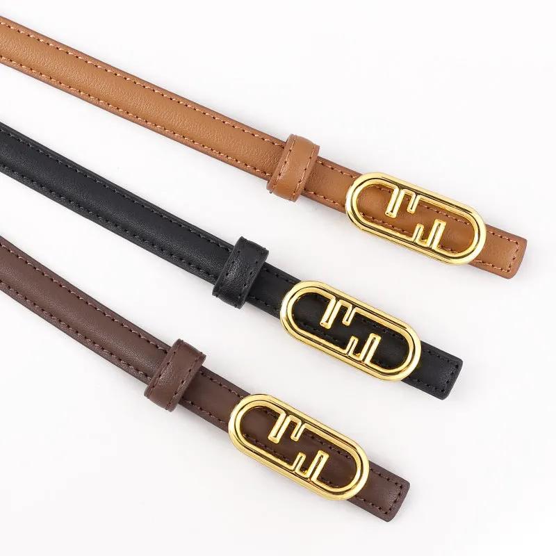 Buckle Leather Skinny Belt by Trendsi