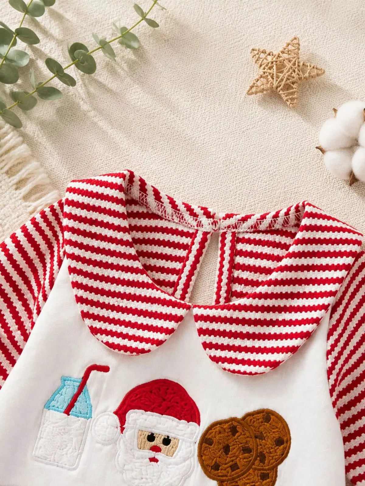 Children's Christmas Santa and Cookies Striped One-Piece by Trendsi