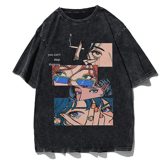 Harajuku Hip Hop Streetwear Anime Cartoon T-Shirt Men Loose Y2K Tee by Vimost Shop