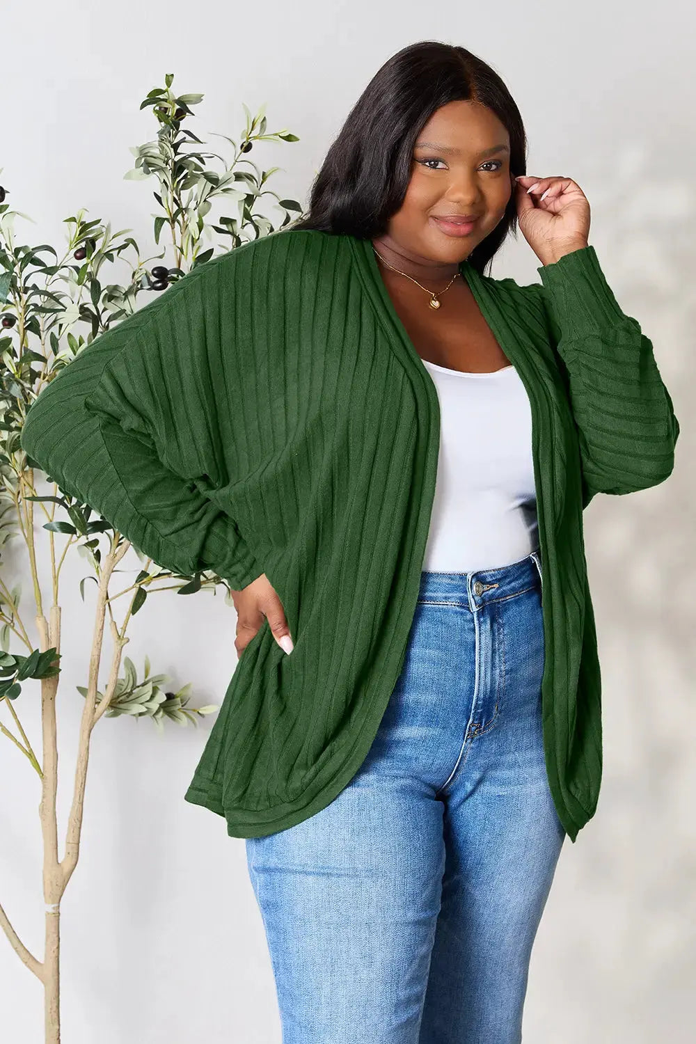 Basic Bae Full Size Ribbed Cocoon Cardigan by Basic Bae