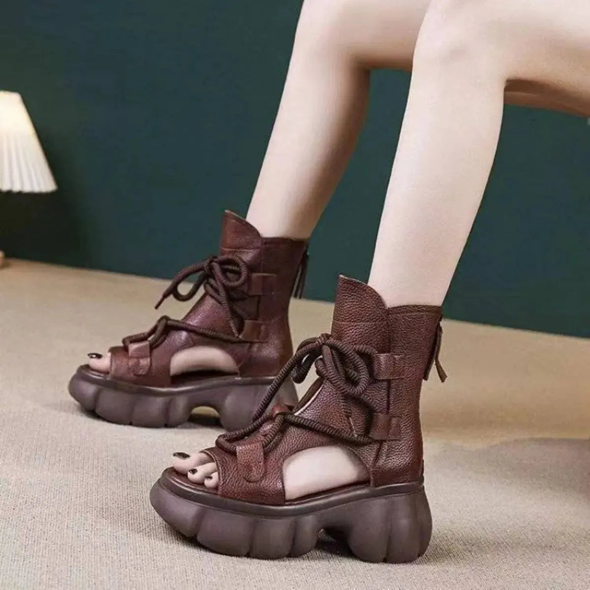 Chunky Platform Lace-Up Sandals by Partner Label