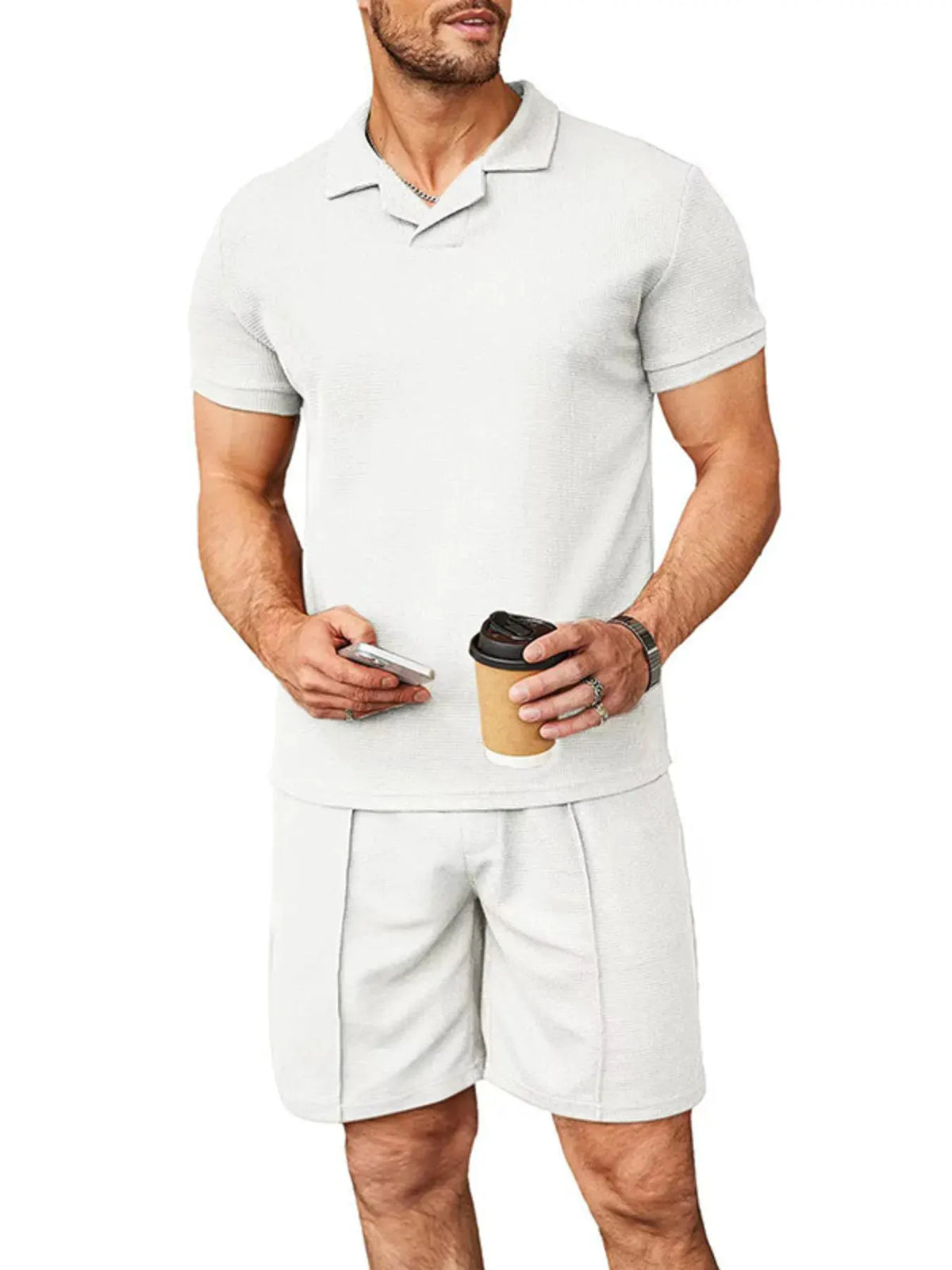 Men's Plus Size Short Sleeve Top and Shorts Set by Trendsi