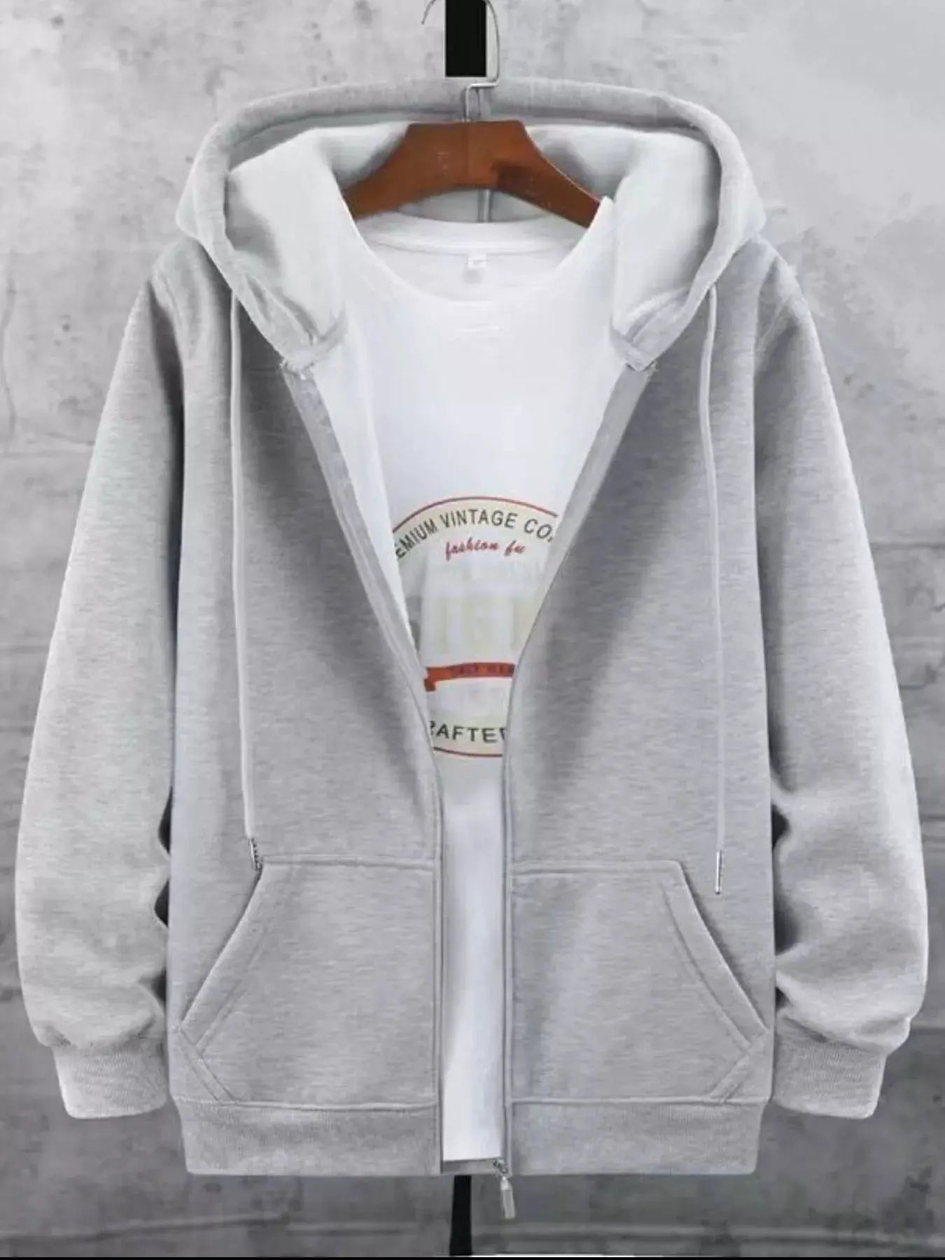 Men's Plus Size Fleece Lined Zip-Up Hoodie by Partner Label