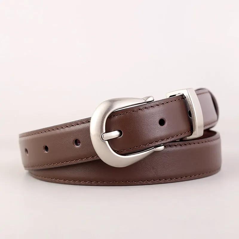 Classic Leather Belt with Silver Buckle by Trendsi
