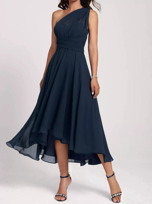 Ruched A-Line Midi Dress by Partner Label