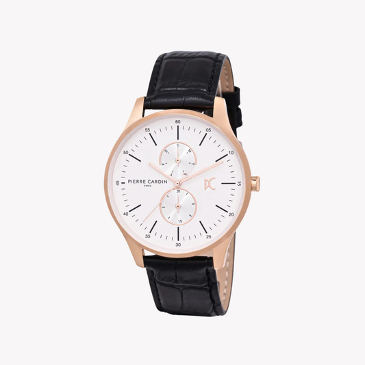 Pierre Cardin Men's Rose Gold Watch, Black Leather | Cba.4026 by PIERRE CARDIN