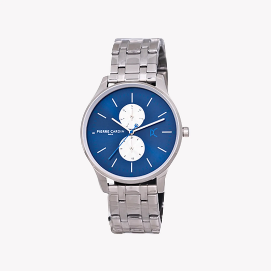 Pierre Cardin Men's Silver Metal Watch, Blue Dial | Cba.4027 by PIERRE CARDIN