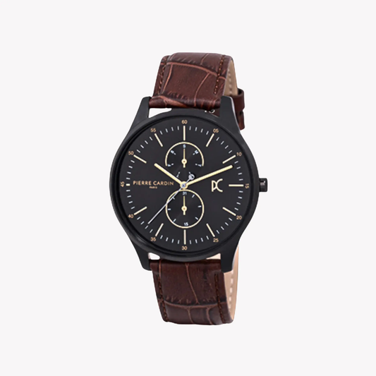 Pierre Cardin Men's Black Watch, Brown Leather Band | Cba.4028 by PIERRE CARDIN