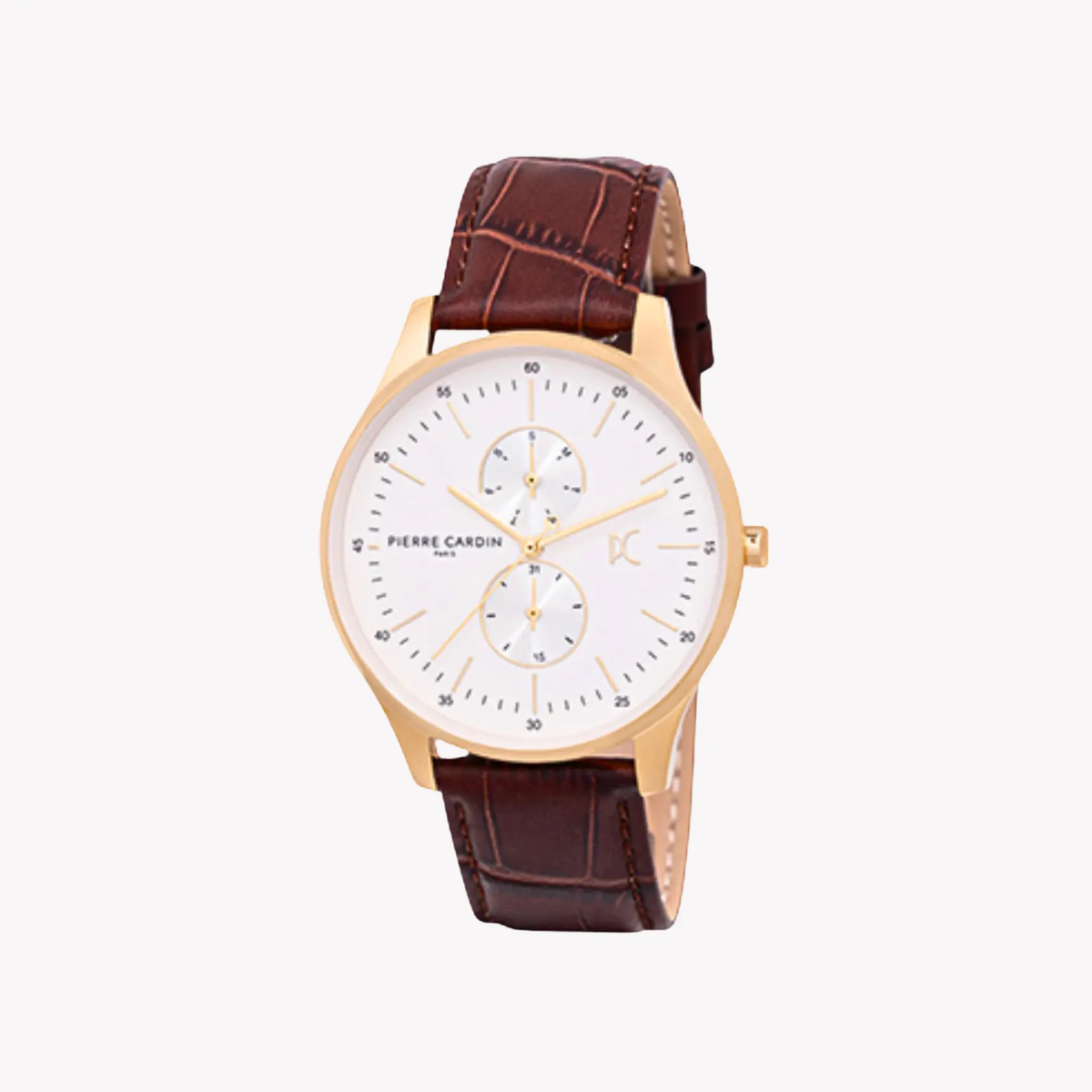 Pierre Cardin Men's Brown Leather Watch, White Dial | Cba.4031 by PIERRE CARDIN