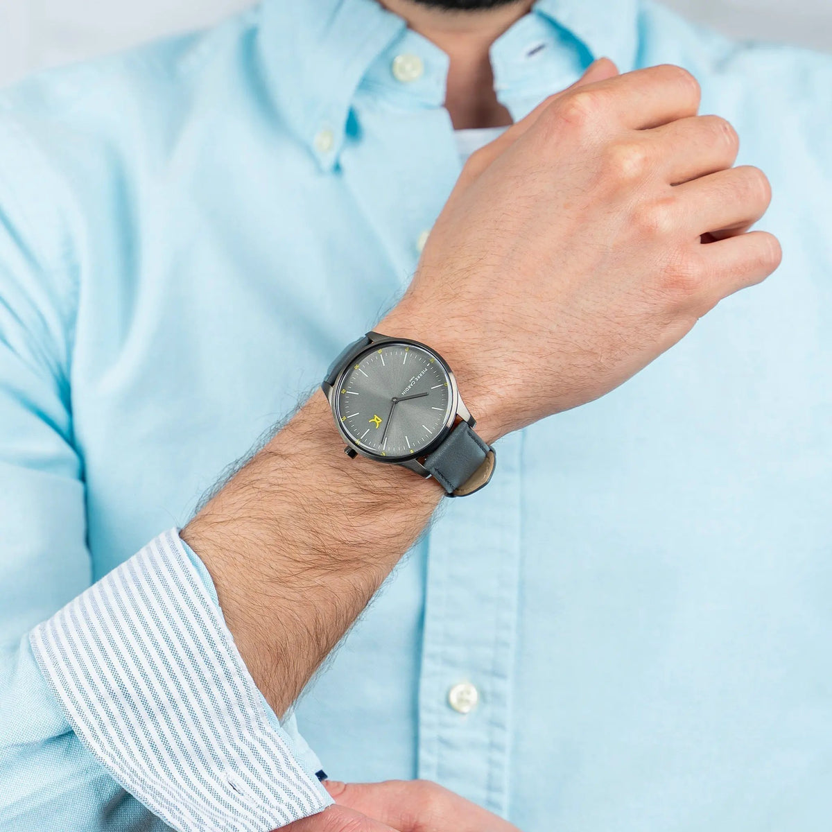 Pierre Cardin Men's Gray Leather & Stainless Steel Watch | Cba.4007 by PIERRE CARDIN