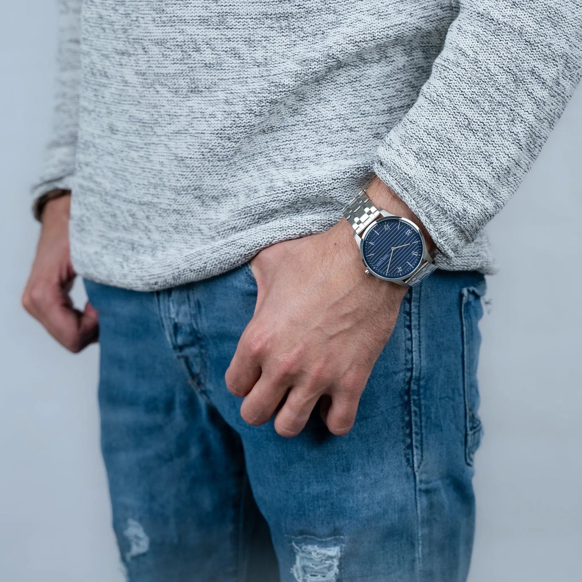 Pierre Cardin Men's Silver Watch, Blue Dial | Cba.4020 by PIERRE CARDIN
