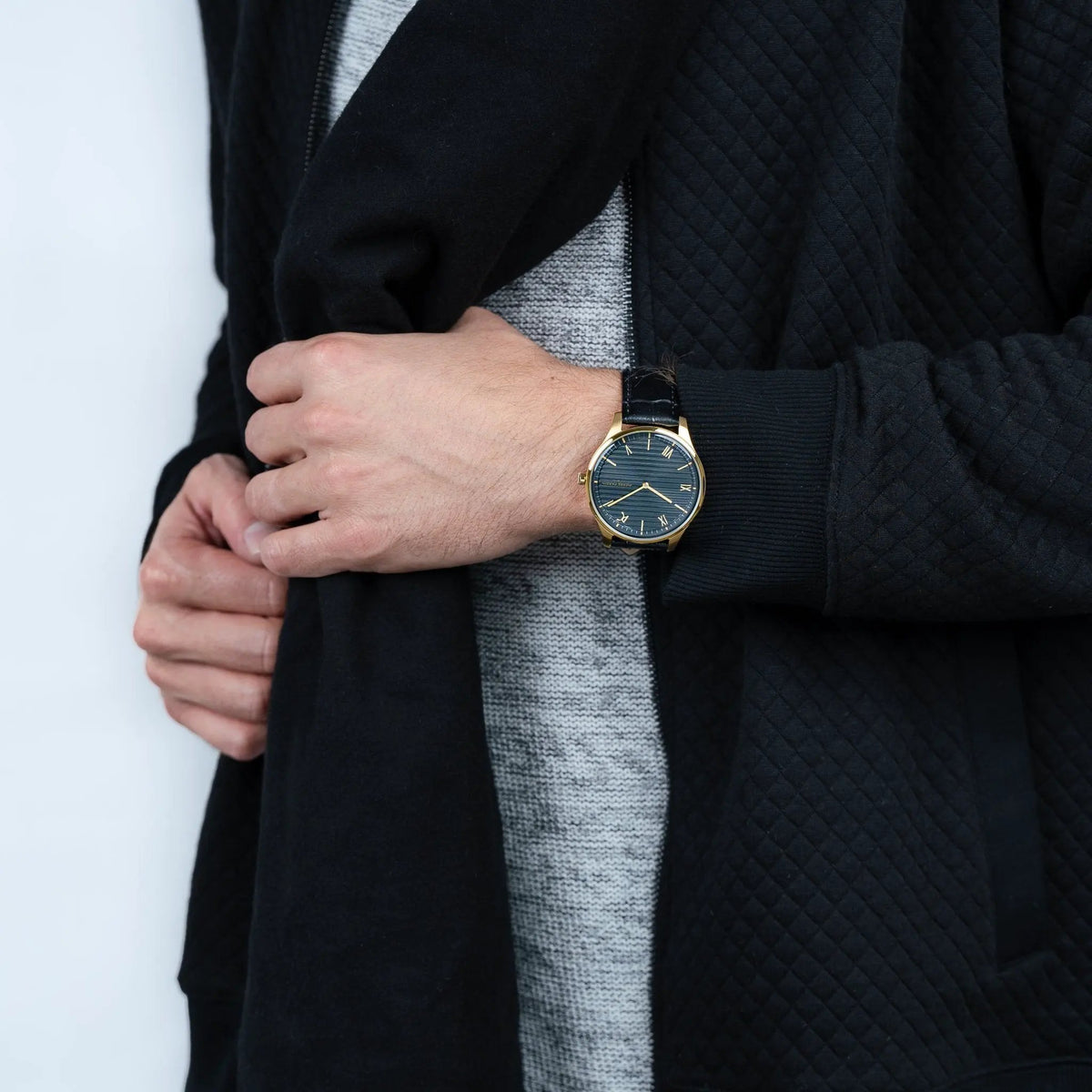 Pierre Cardin Men's Black Leather Watch, Gold Case | Cba.4024 by PIERRE CARDIN