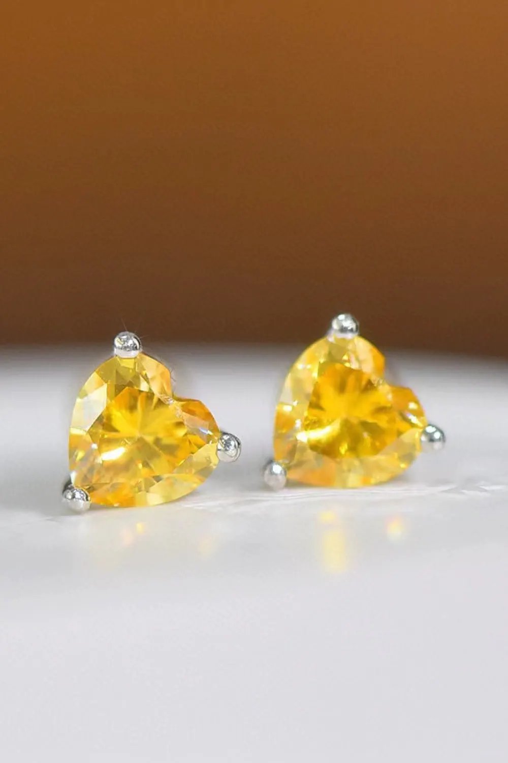 2 Carat Yellow Heart Moissanite Platinum-Plated Earrings by Partner Label