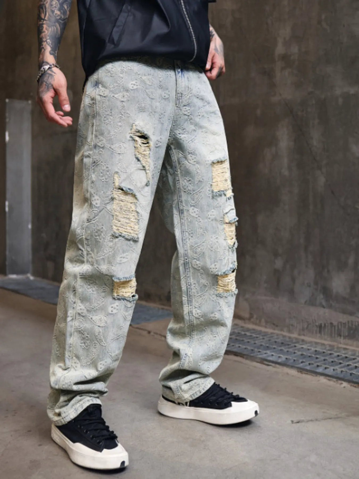 Men's Full Size Distressed Wide-Leg Jeans Plus Size by Partner Label