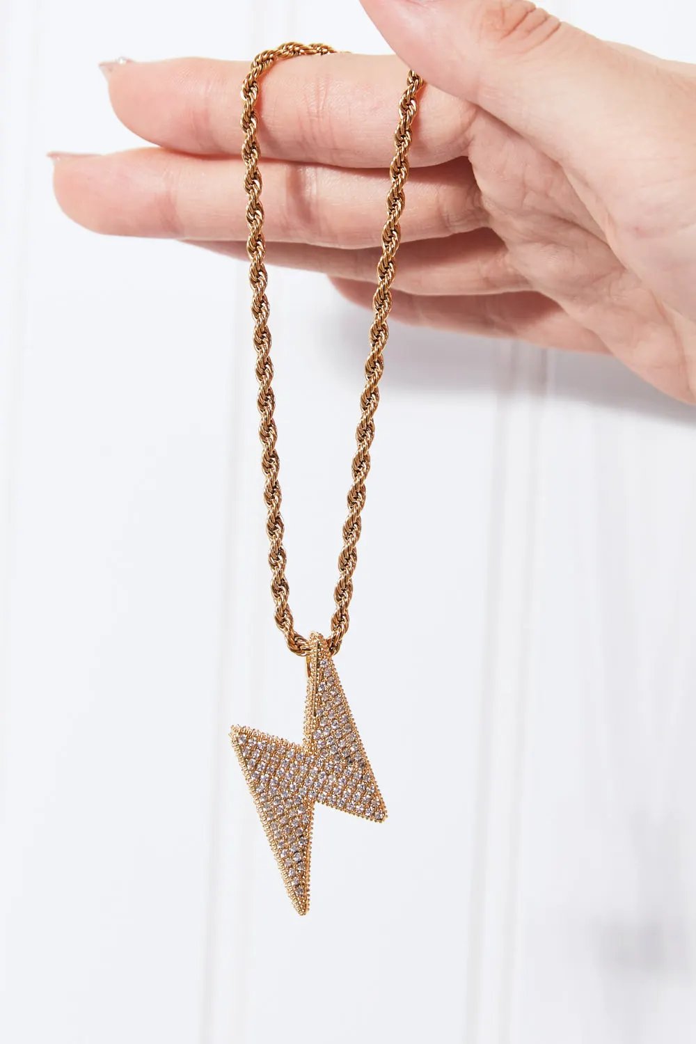 Brass Lightning Pendant Necklace by LabelPartner