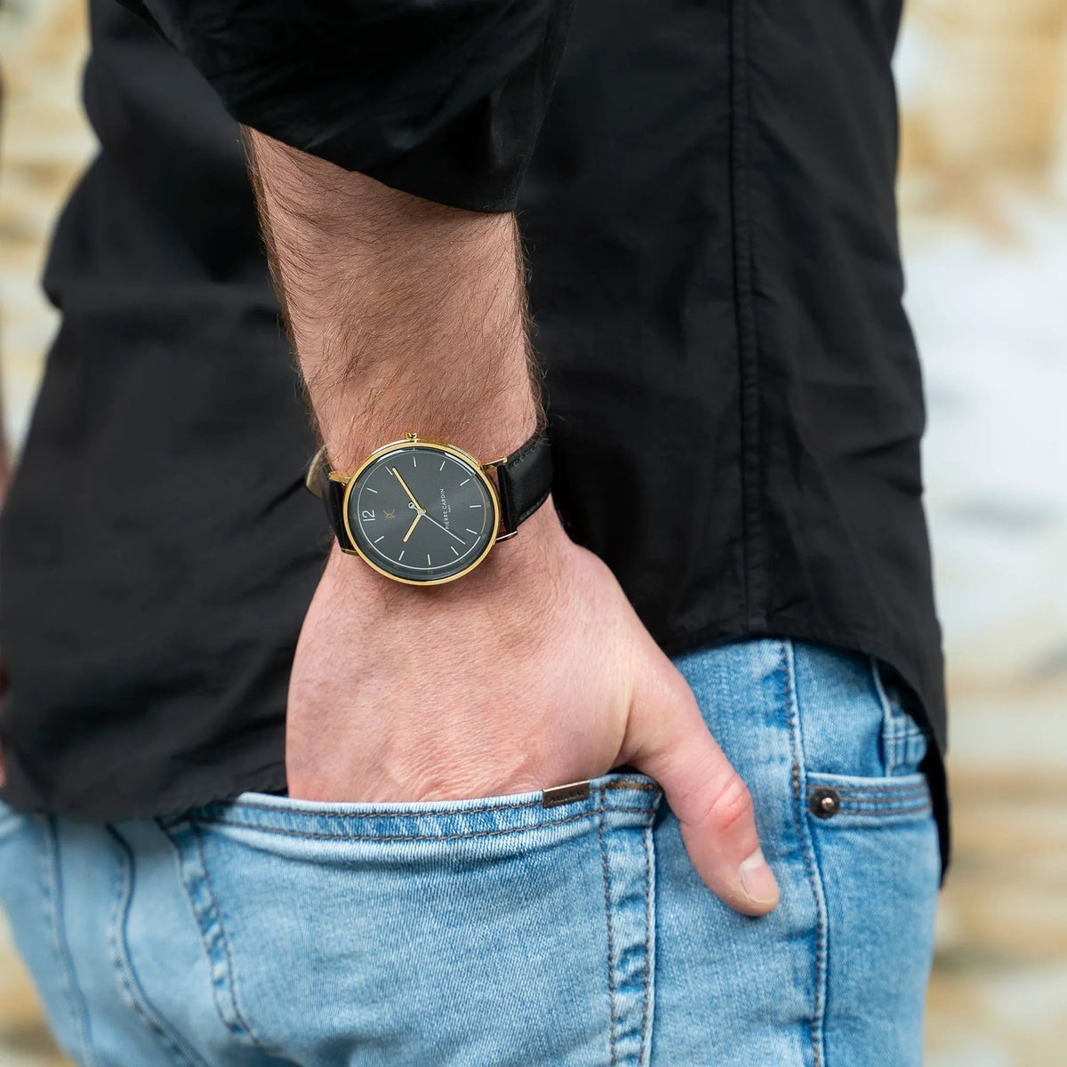 Pierre Cardin Men's Black Leather Watch, Gray Dial | Cbn.3007 by PIERRE CARDIN