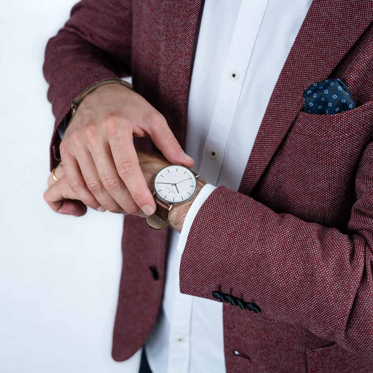 Pierre Cardin Men's Silver Watch, Brown Leather Band | Cbn.3031 by PIERRE CARDIN