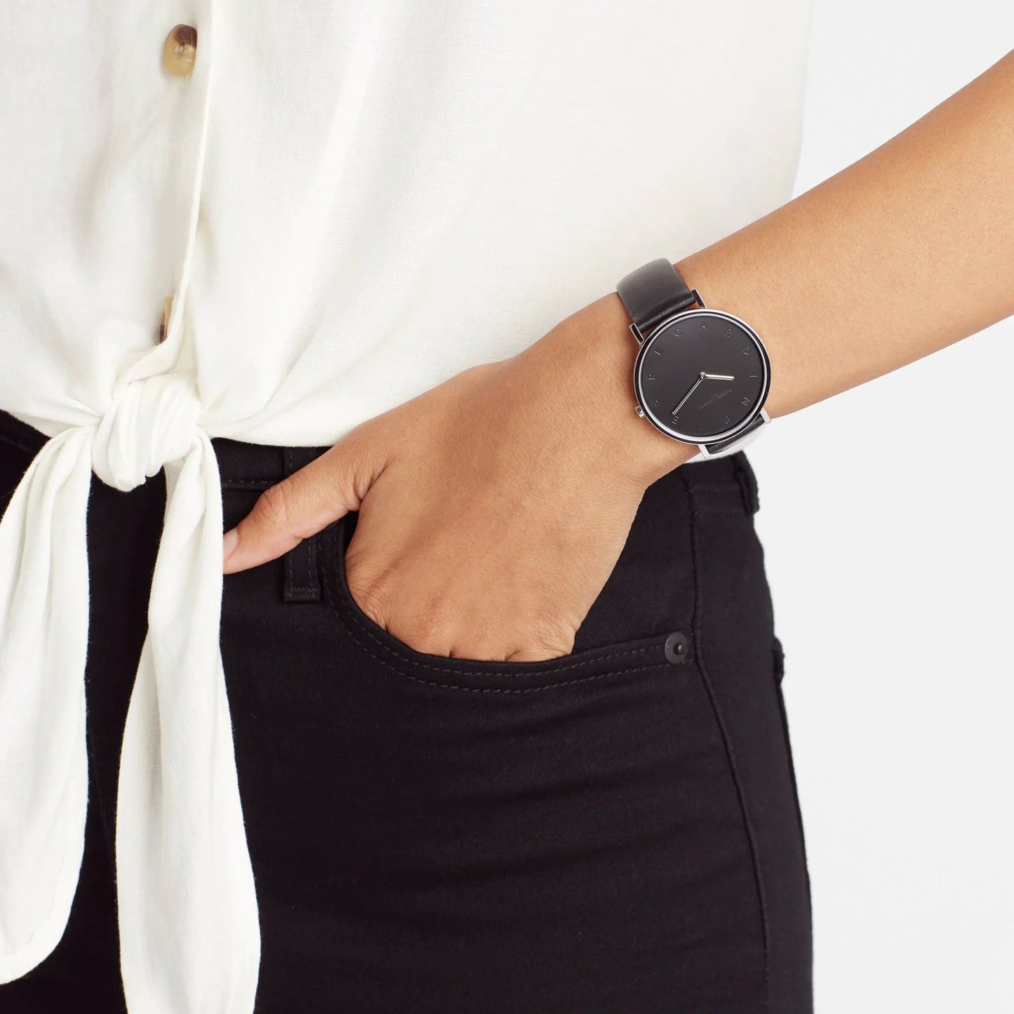 Pierre Cardin Women's Black Leather Watch, Silver Case | Cbv.1002 by PIERRE CARDIN