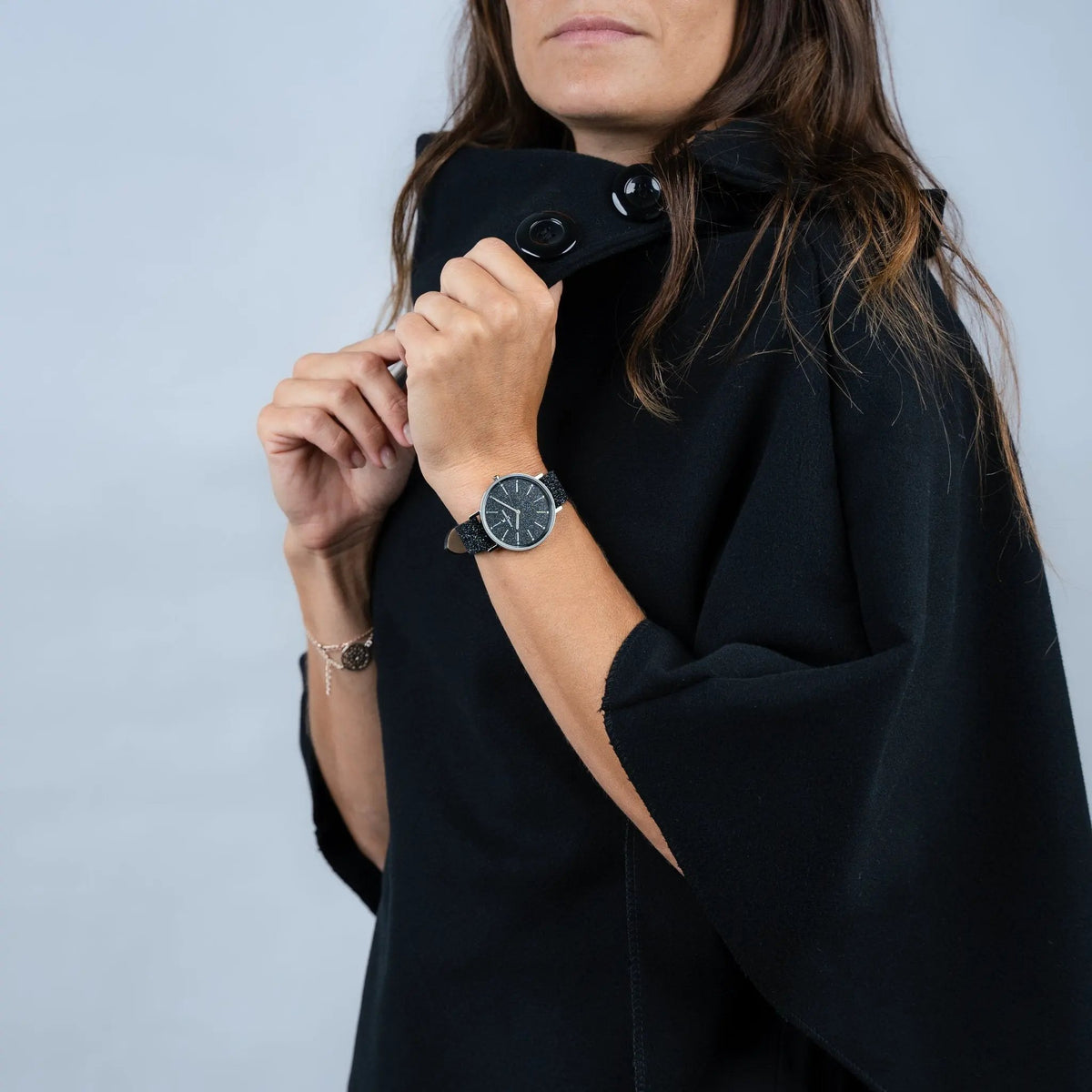 Pierre Cardin Women's Black Leather Watch, Silver Case | Cbv.1117 by PIERRE CARDIN