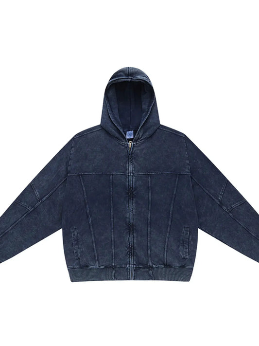 Men's Washed Zip Up Casual Hoodie by Trendsi