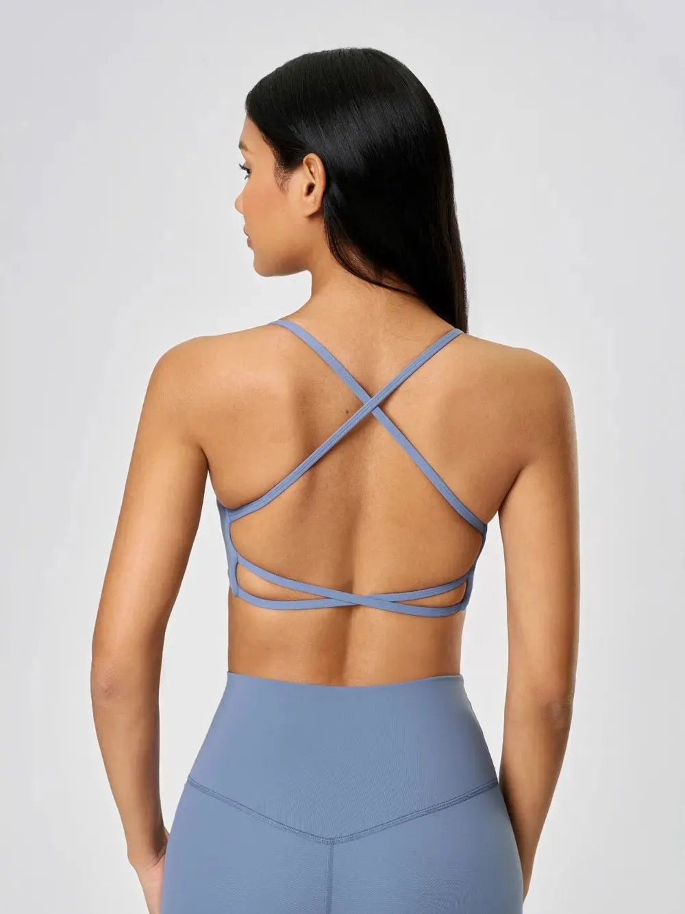 Millennia Crisscross Back Scoop Neck Active Cami with Detachable Chest Pads by Millennia