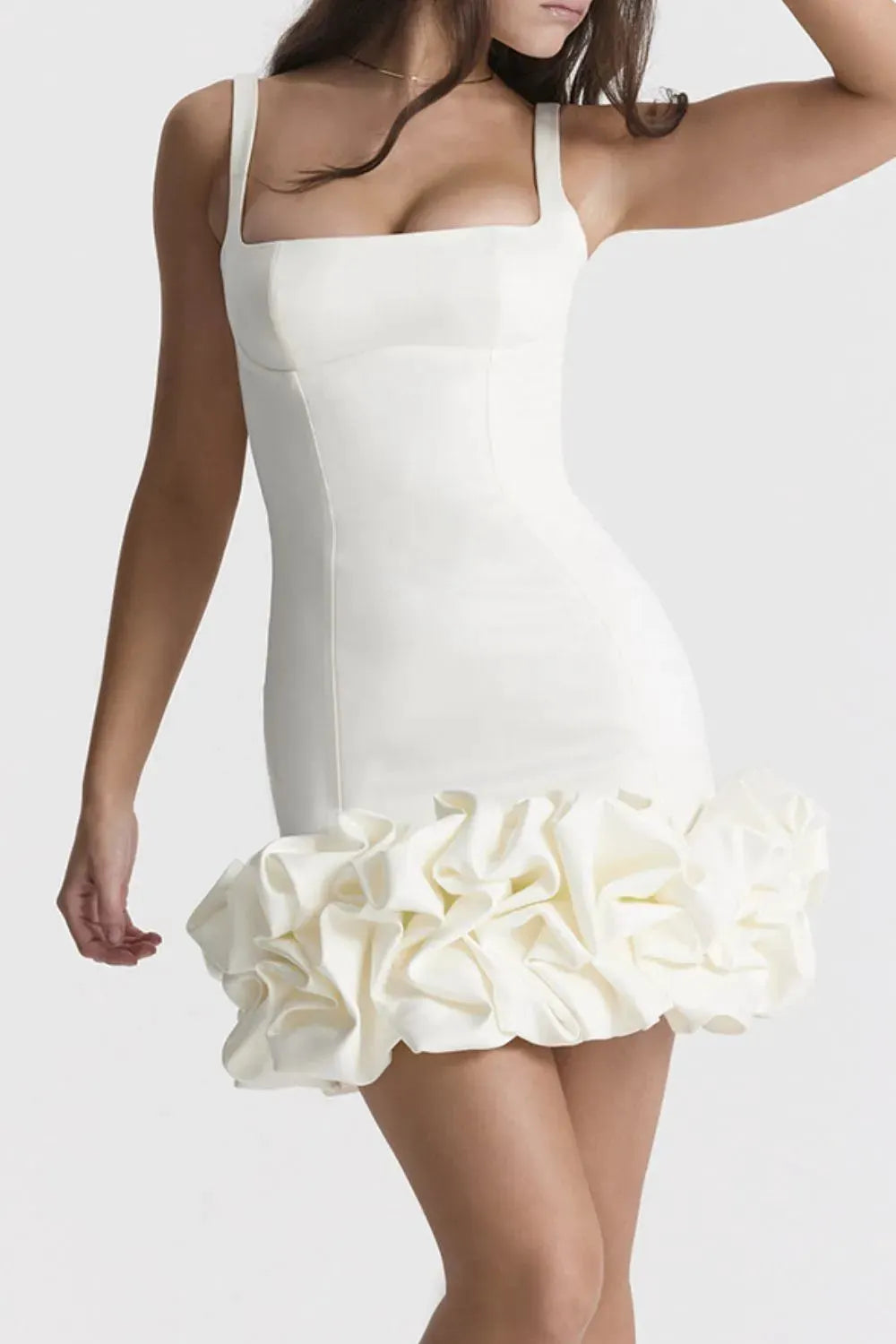 Ruched Square Neck Sleeve Mini Dress by Equanimity Essence