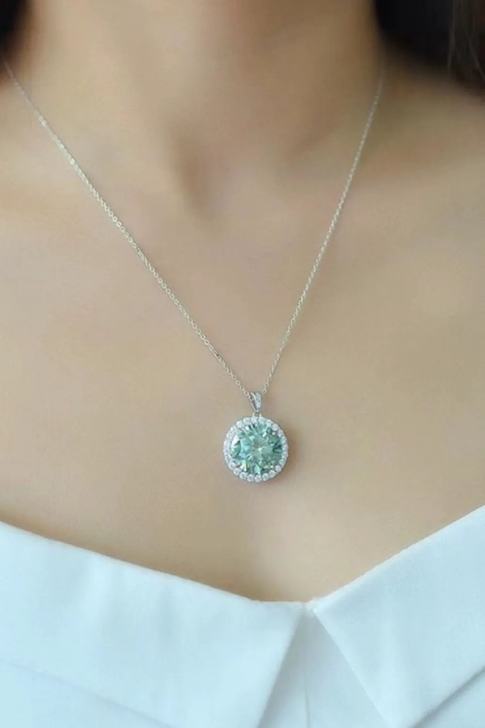 10 Carat Moissanite Pendant Platinum-Plated Necklace by Partner Labels