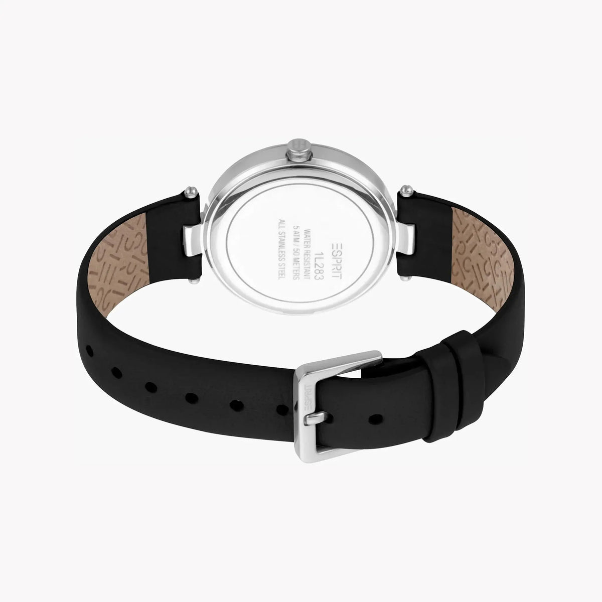 Esprit Women's Black Leather Watch, Silver Dial | Es1l063m0055 by ESPRIT
