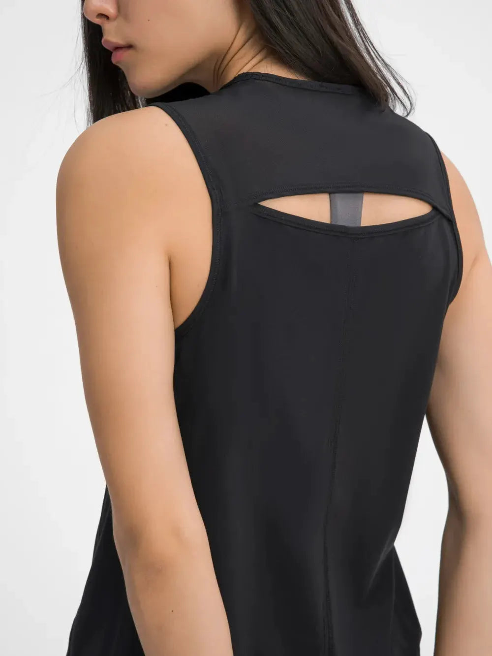 Millennia Cutout Back Round Neck Active Tank by Millennia