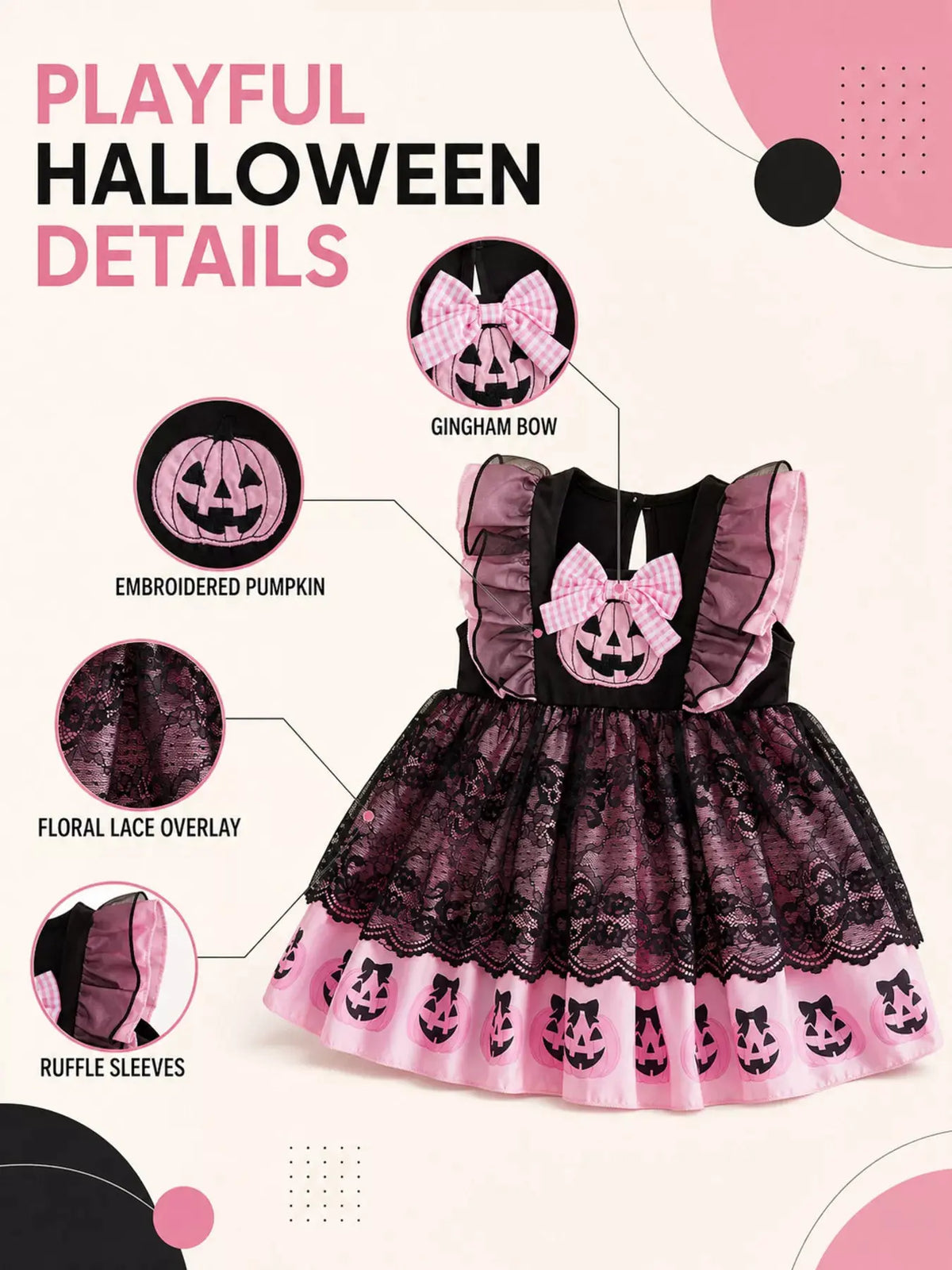 Children's Halloween Lolita Style Pumpkin Print Dress by Trendsi