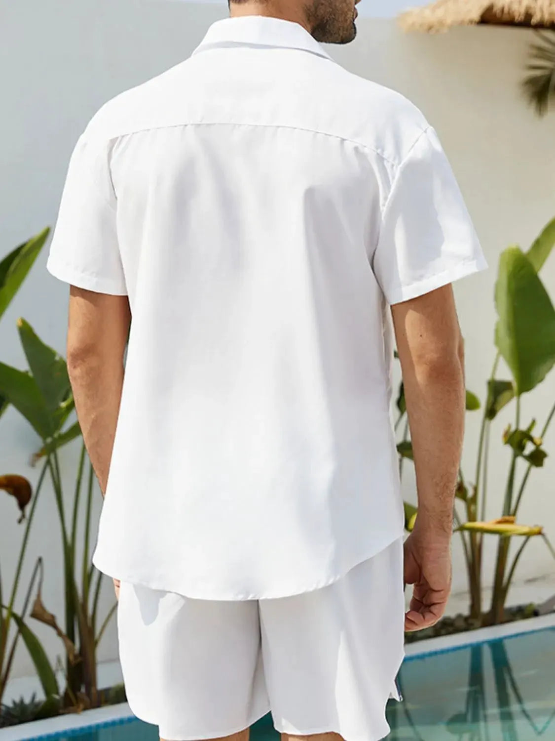 Men's Full Size Button Up Shirt and Shorts Set Plus Size by Trendsi