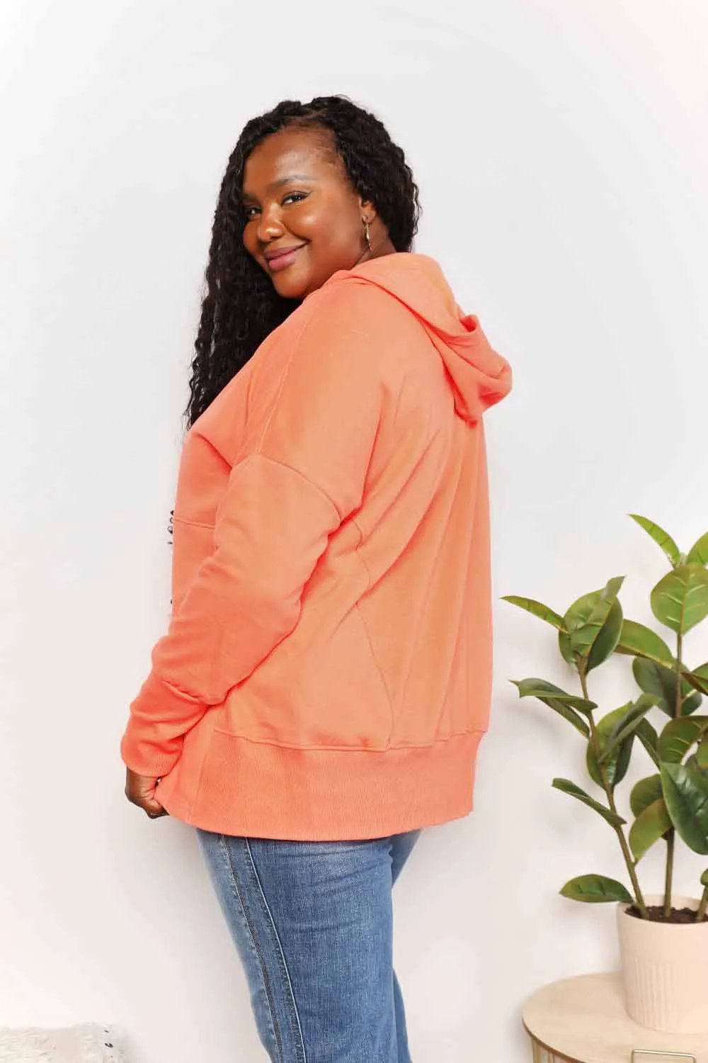 Double Take Quarter-Snap Dropped Shoulder Hoodie by Double Take