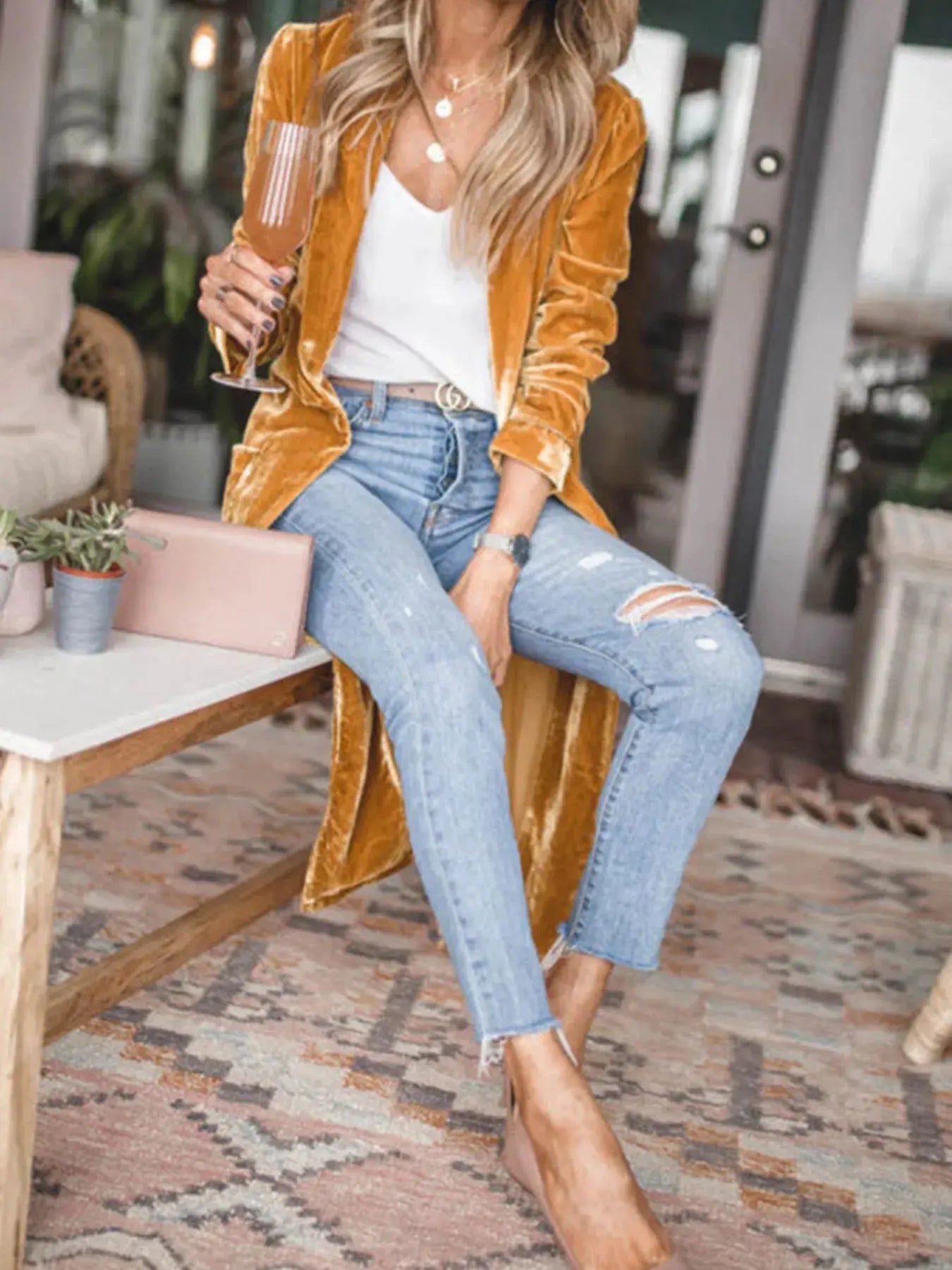 Open Front Long Sleeve Longline Cardigan by Partner Label