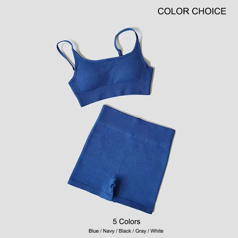 Women’s Seamless Yoga Set with Padded Sports Bra & Workout Shorts by Vimost Shop