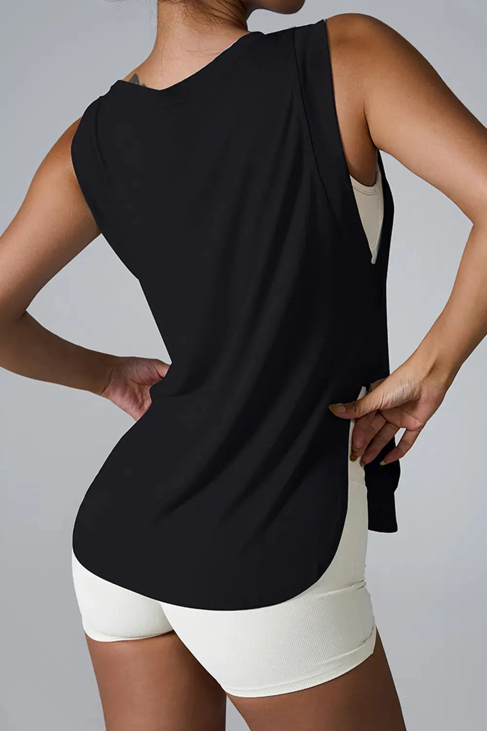 Slit Round Neck Active Tank by Partner Label