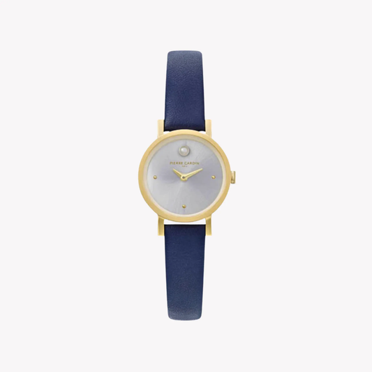 Pierre Cardin Women's Blue Leather Watch, Silver Dial | Ccm.0508 by PIERRE CARDIN