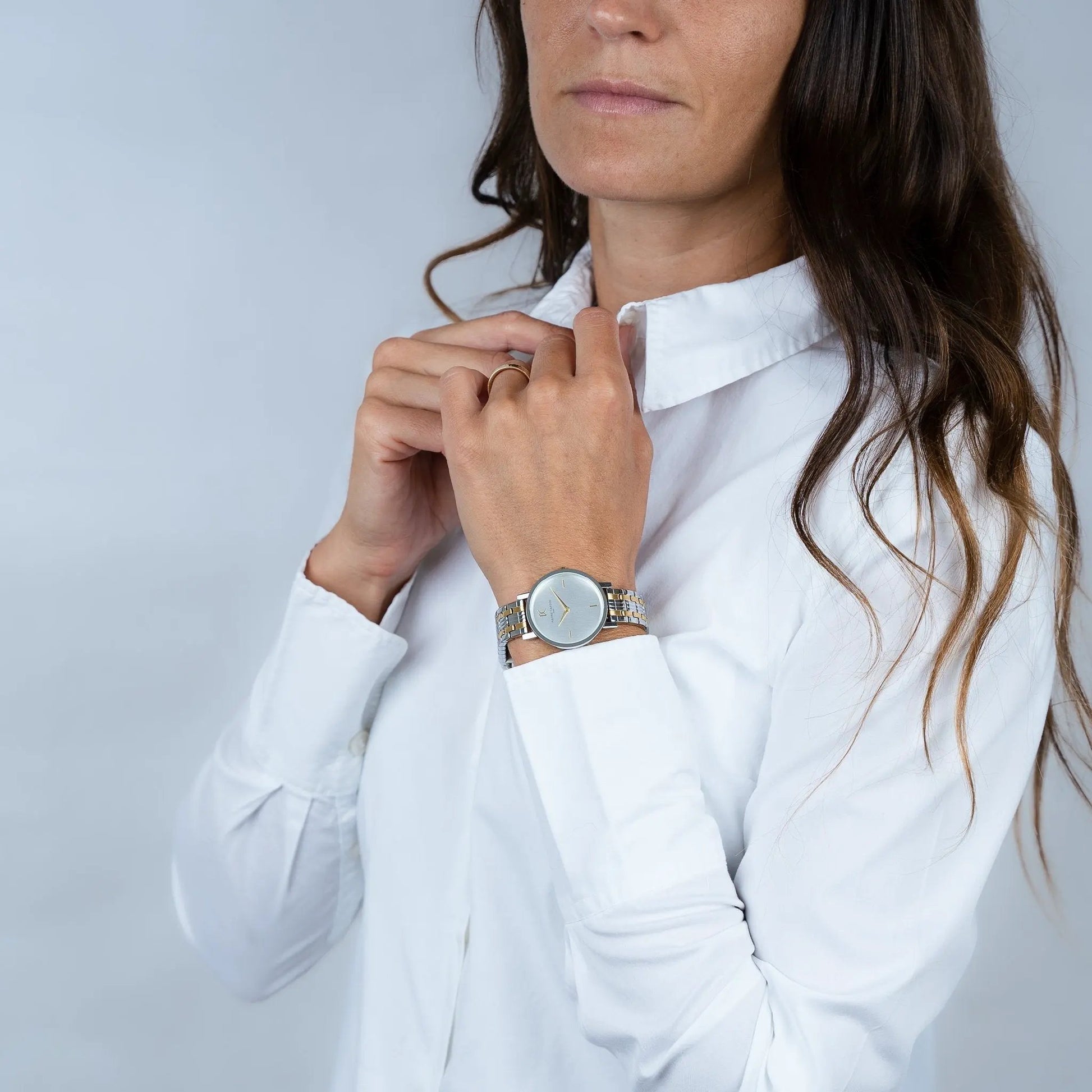 Pierre Cardin Women's Two Tone Silver & Gold Watch, White Dial | Ccm.0531 by PIERRE CARDIN