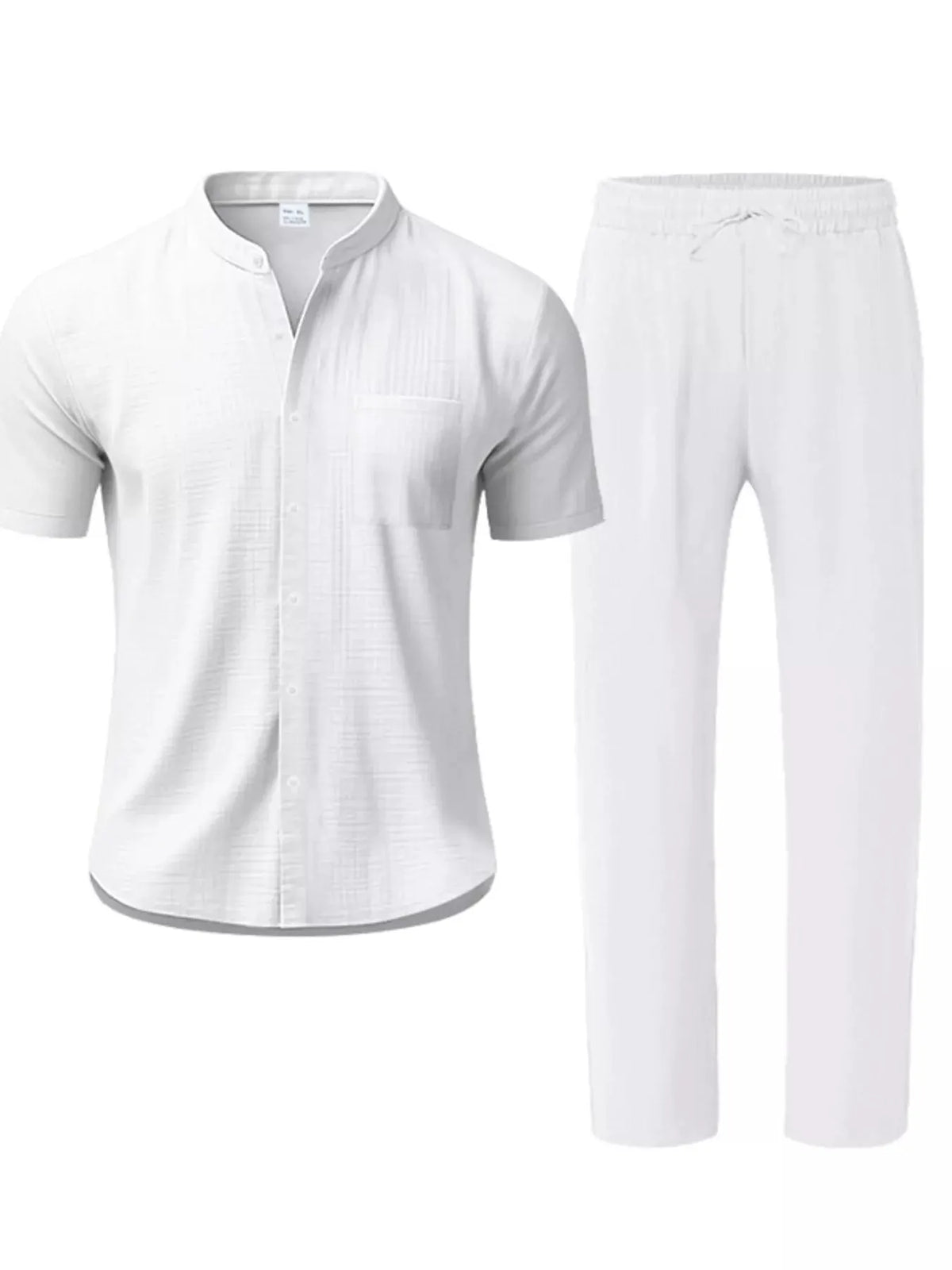 Men's Full Size Casual Button Up Short Sleeve Shirt and Pants Set Plus Size by Trendsi