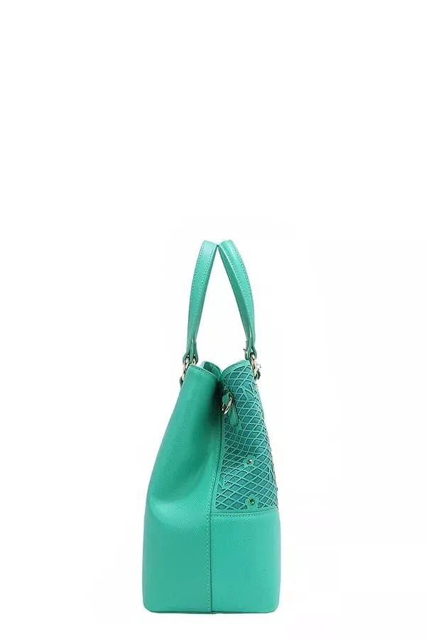 Nicole Lee USA Monogram Pattern Handbag with Rhinestones Decor by Nicole Lee USA