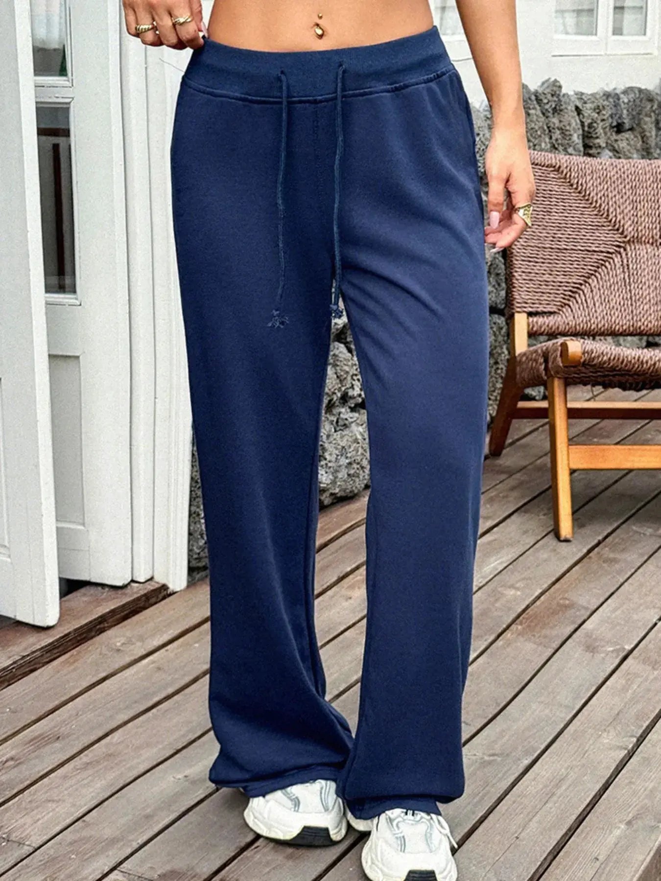 Drawstring Wide Leg Active Pants by Partner Label