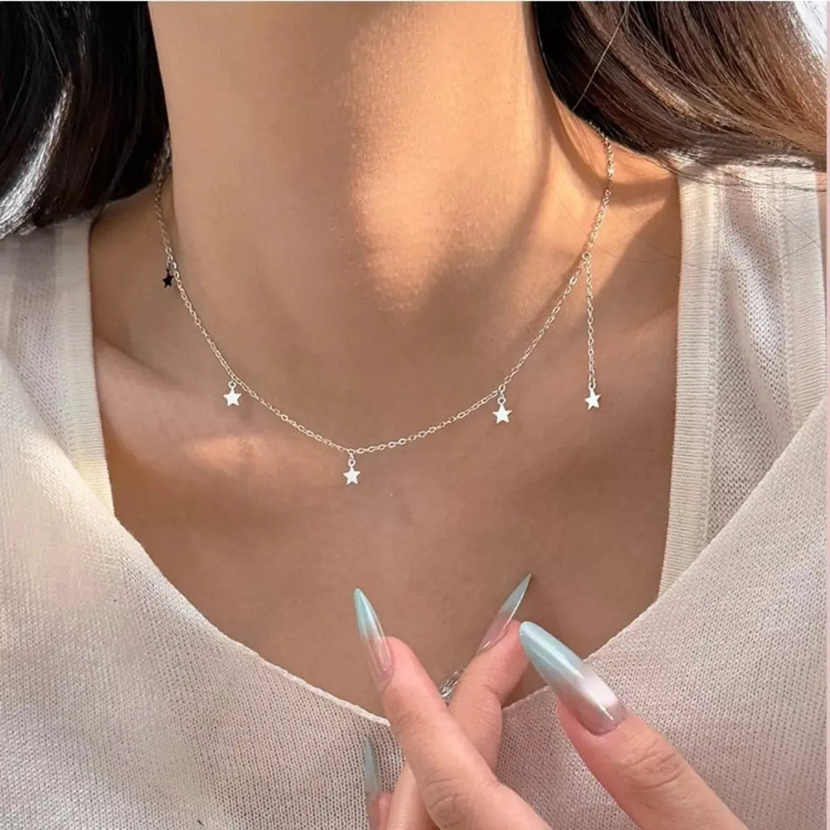 925 Sterling Silver Star Charm Necklace by Partner Labels