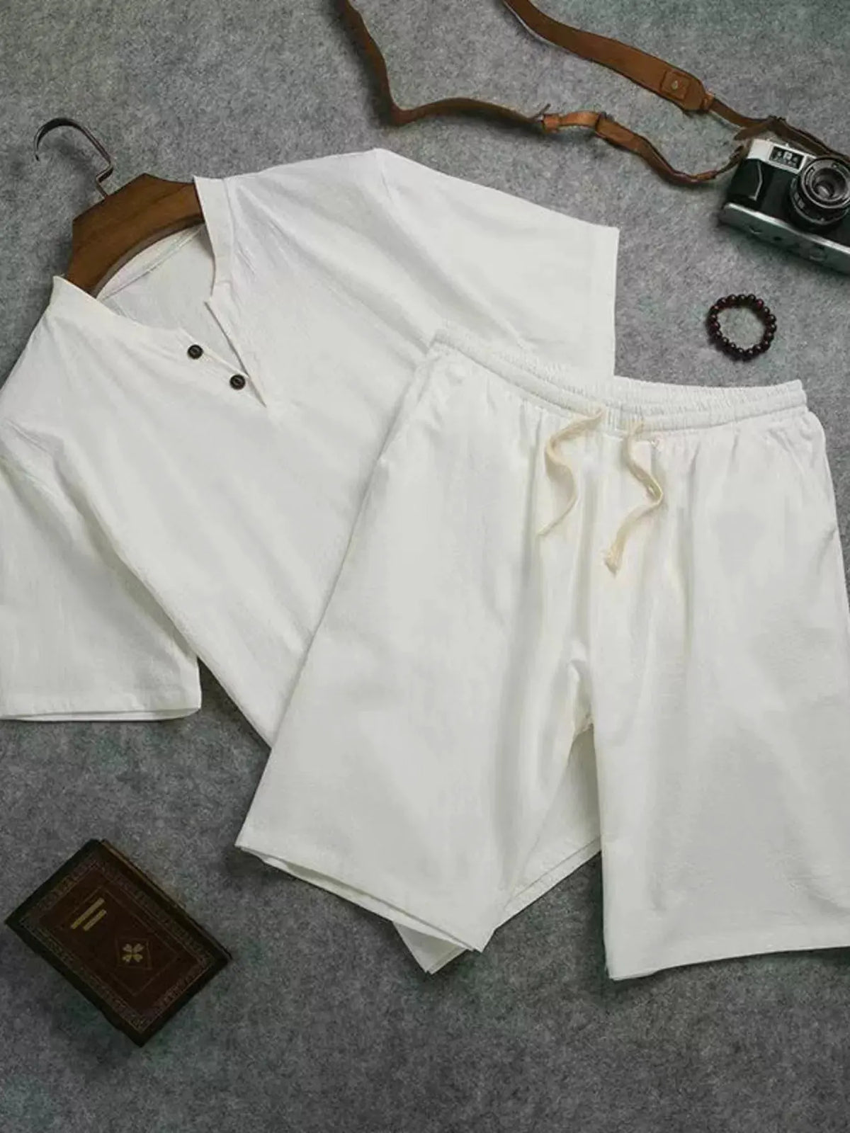 Men's Plus Size Short Sleeve Top and Shorts Set by Trendsi