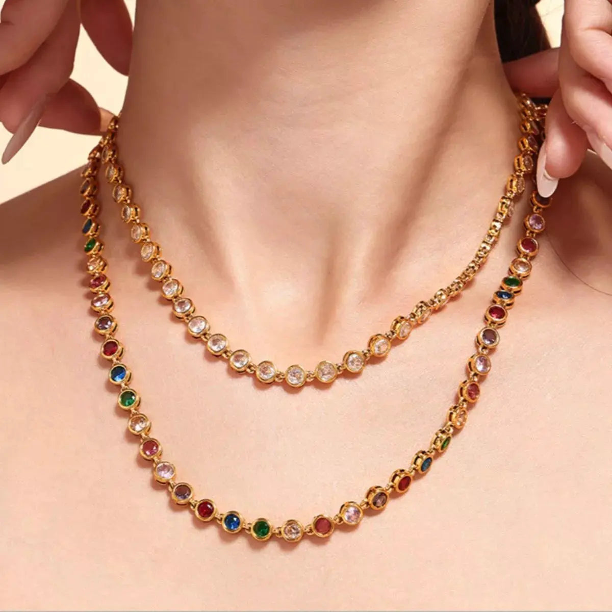 18K Gold-Plated Zircon Necklace by Partner Label