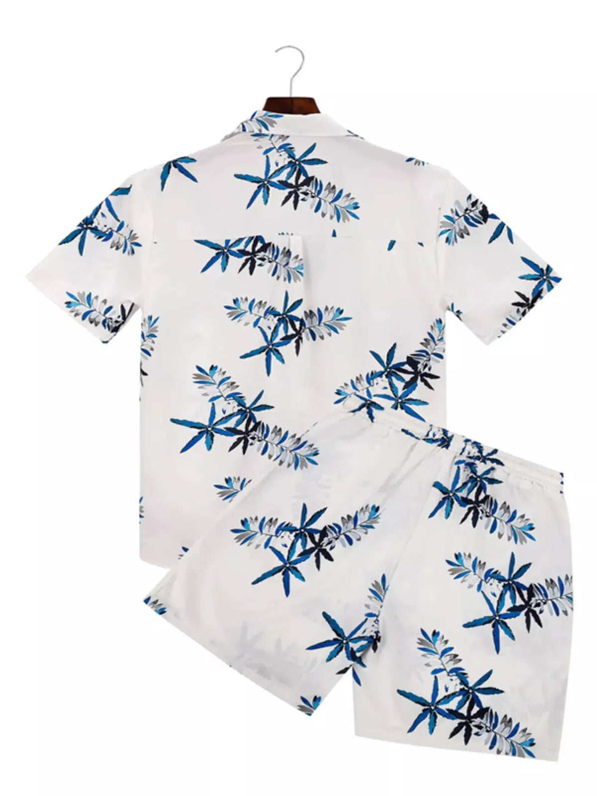 Men's Full Size Tropical Print Short Sleeve Shirt and Shorts Set Plus Size by Partner Label