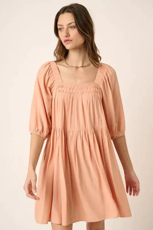 Mittoshop Pintuck Detail Tie Back Mini Dress by Mittoshop