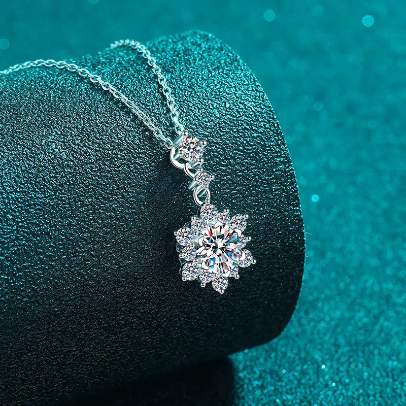1 Carat Moissanite Zircon 925 Sterling Silver Necklace by Partner Label