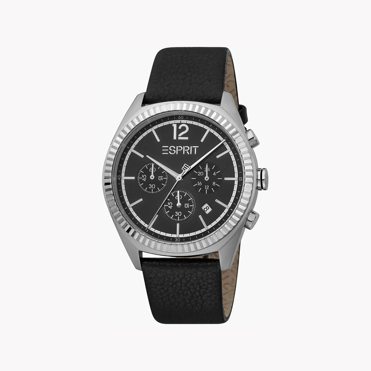 Esprit Men's Black Leather Watch, Black Dial | Es1g105m0075 by ESPRIT