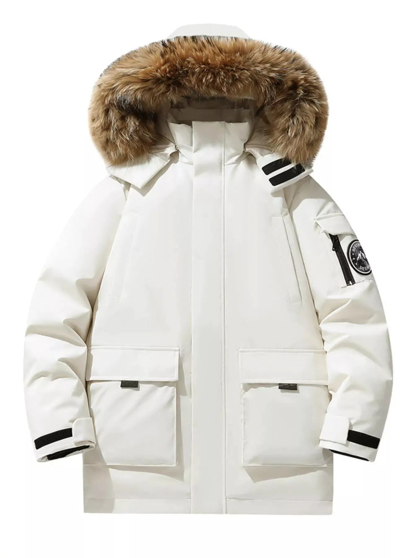 Men's Full Size Fur Hooded Zip Up Parka Coat Plus Size by Partner Label